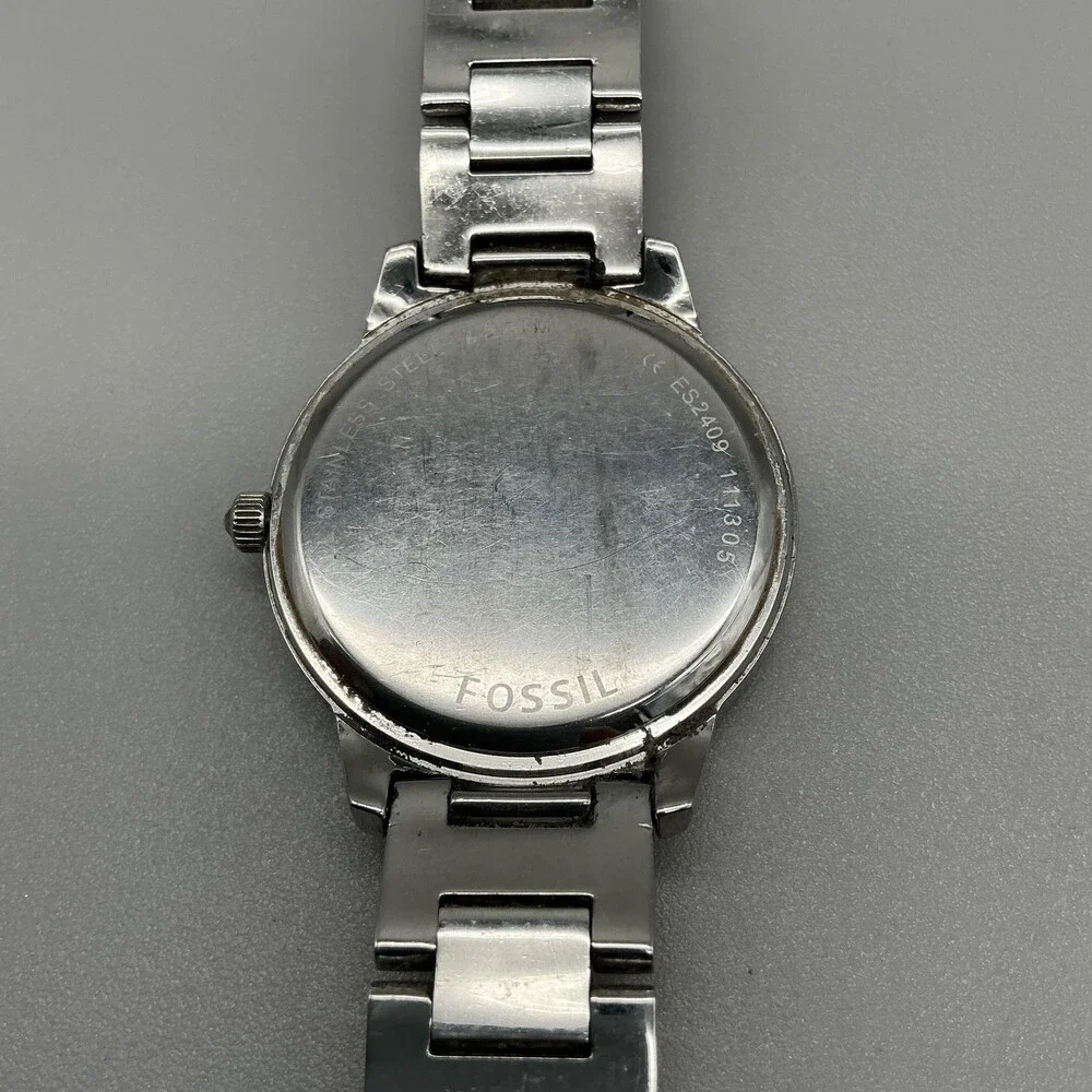 Fossil Jesse ES2409 Womens Watch 34mm Two Tone Crystal Bezel New Battery